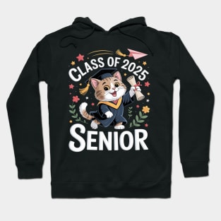 Womens British Longhair Cat Graduation Class Of 2025 School Senior Hoodie